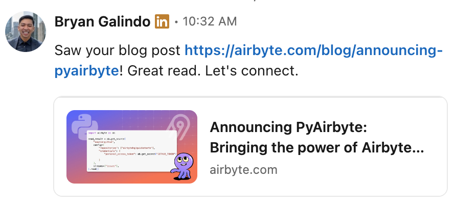 Unsolicited LinkedIn message