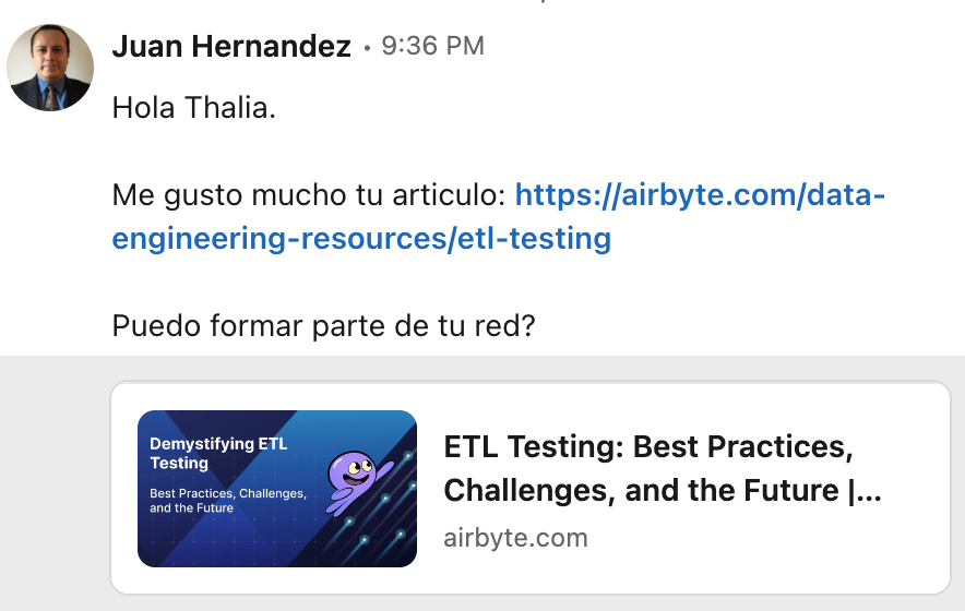 Unsolicited LinkedIn message
