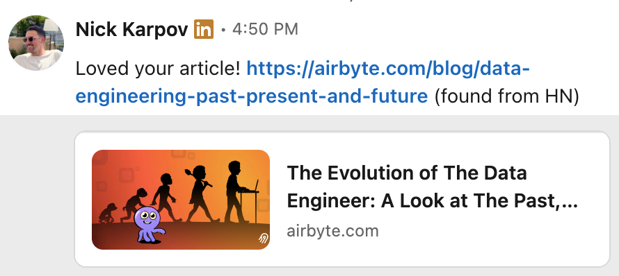 Unsolicited LinkedIn message